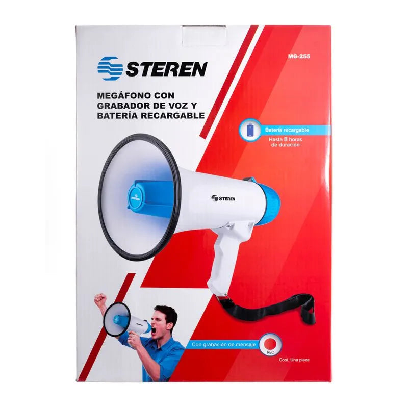 Megáfono de 25 W con grabador de voz y batería recargable MG-255