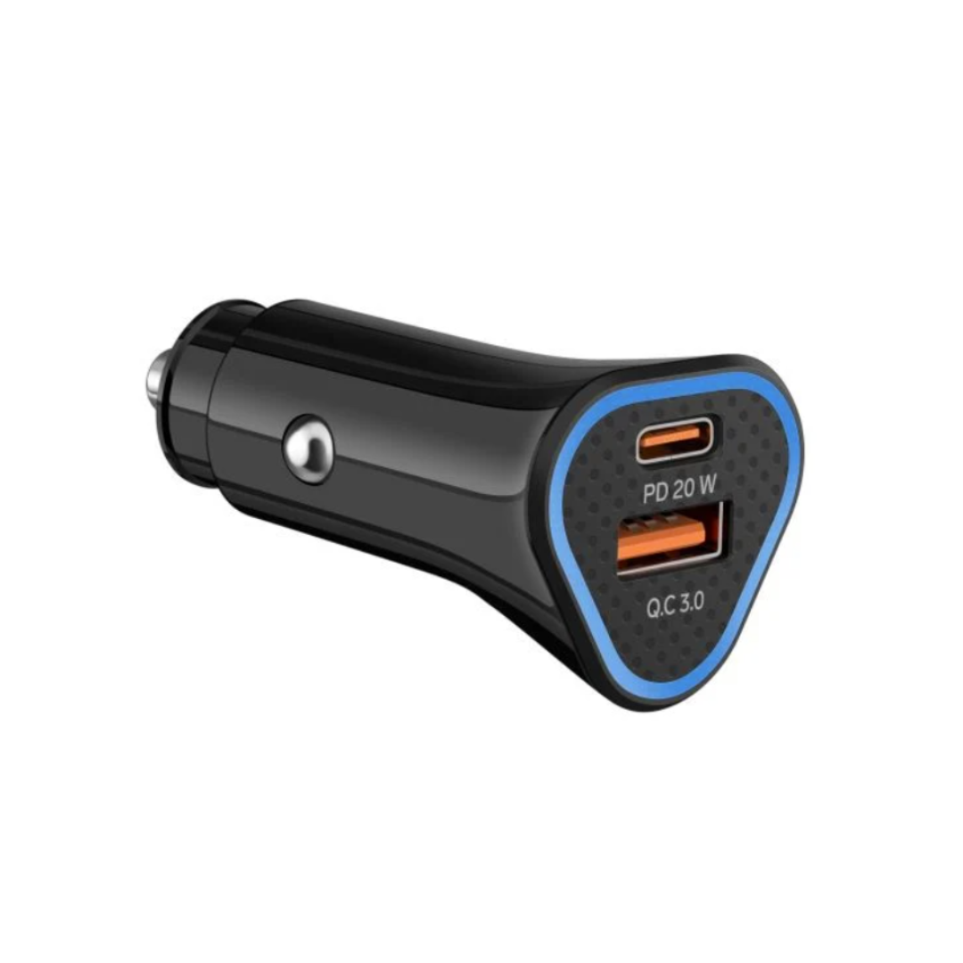 Cargador USB C PD 20 W / USB QC 18 W, para auto