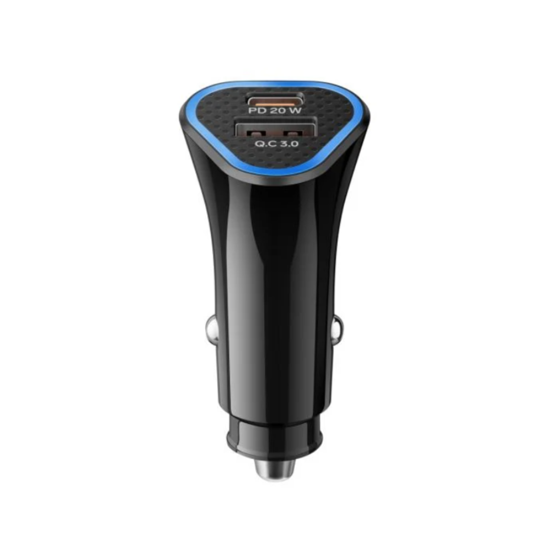 Cargador USB C PD 20 W / USB QC 18 W, para auto