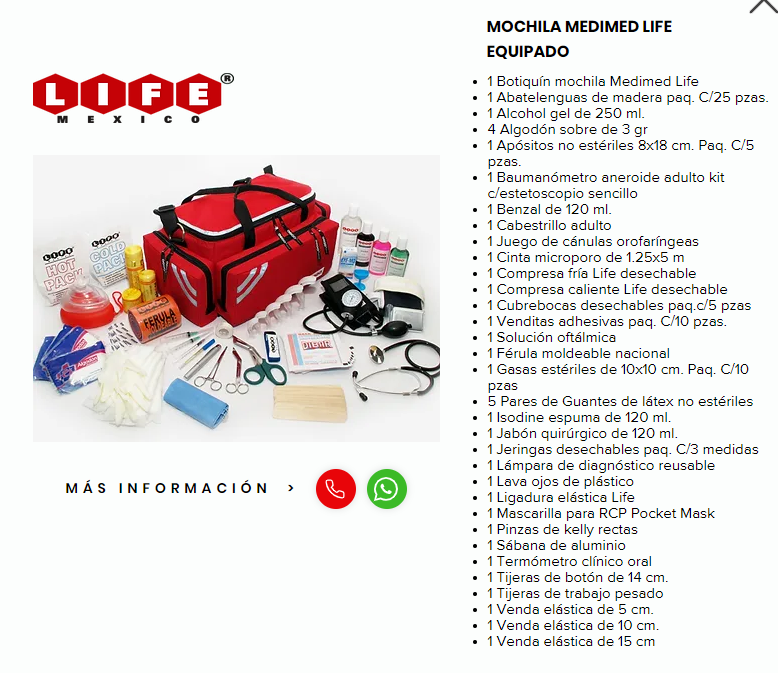 Botiquín Mochila Medimed Equipado Azul Rey Life