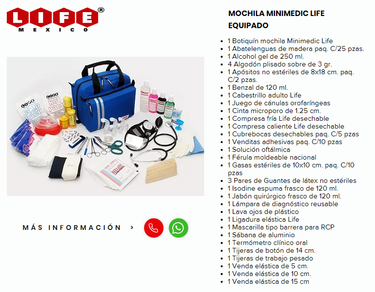 BOTIQUIN MOCHILA MINIMEDIC LIFE EQUIPADO