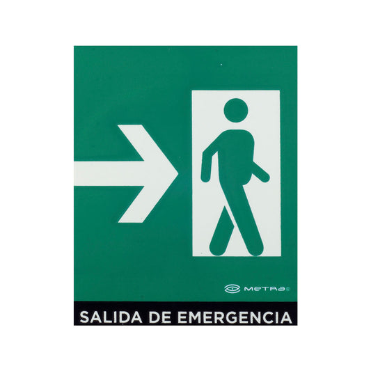 Señalamiento Fotoluminiscente Salida de Emergencia Derecha Metra