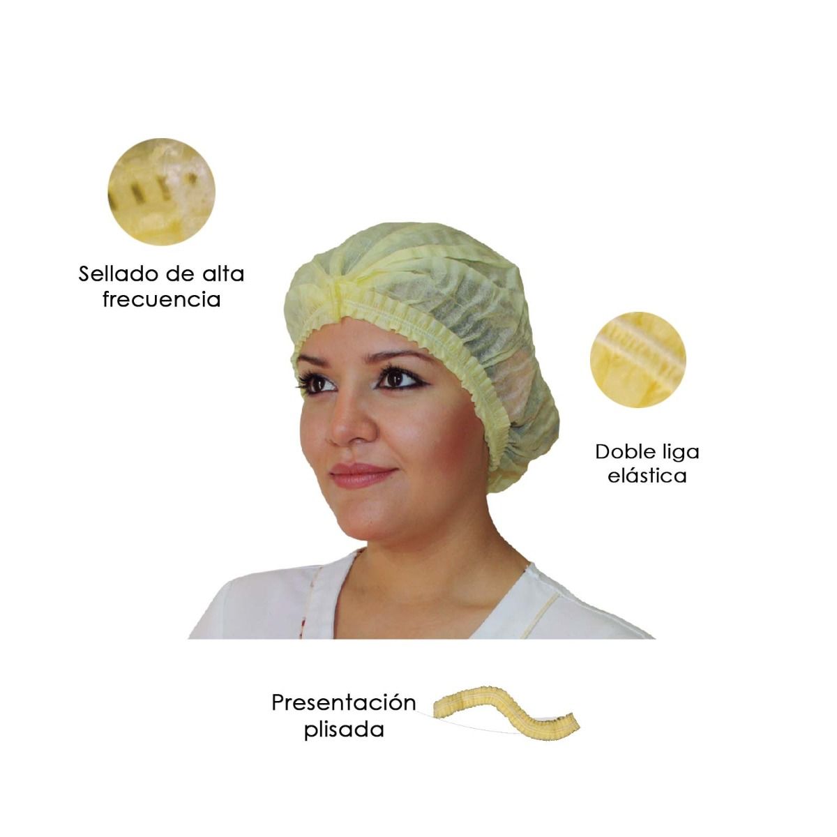 COFIA DESECHABLE PLISADA JYRSA, VARIOS COLORES, 100 PZS.-Amarillo