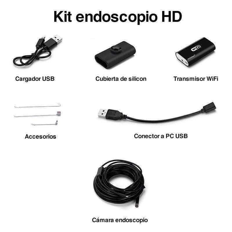 Cámara Endoscopio WiFi de 5m Con Luz Led, Resistente al Agua Red Lemon