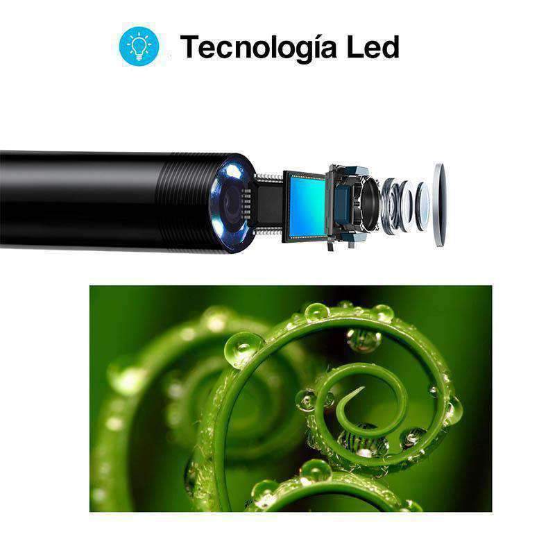 Cámara Endoscopio WiFi de 5m Con Luz Led, Resistente al Agua Red Lemon