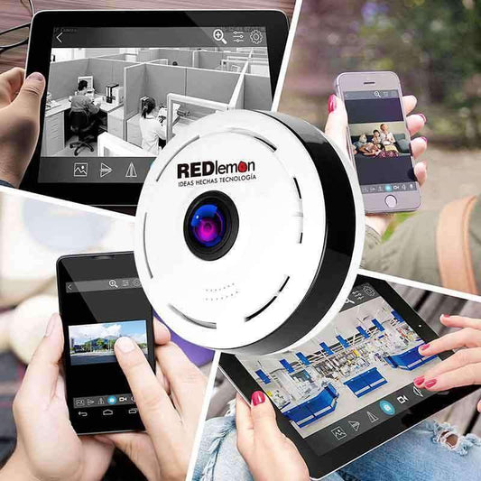 Cámara de Seguridad WiFi HD 360°, Visión Nocturna, Compatible con IOS Y Android Red Lemon