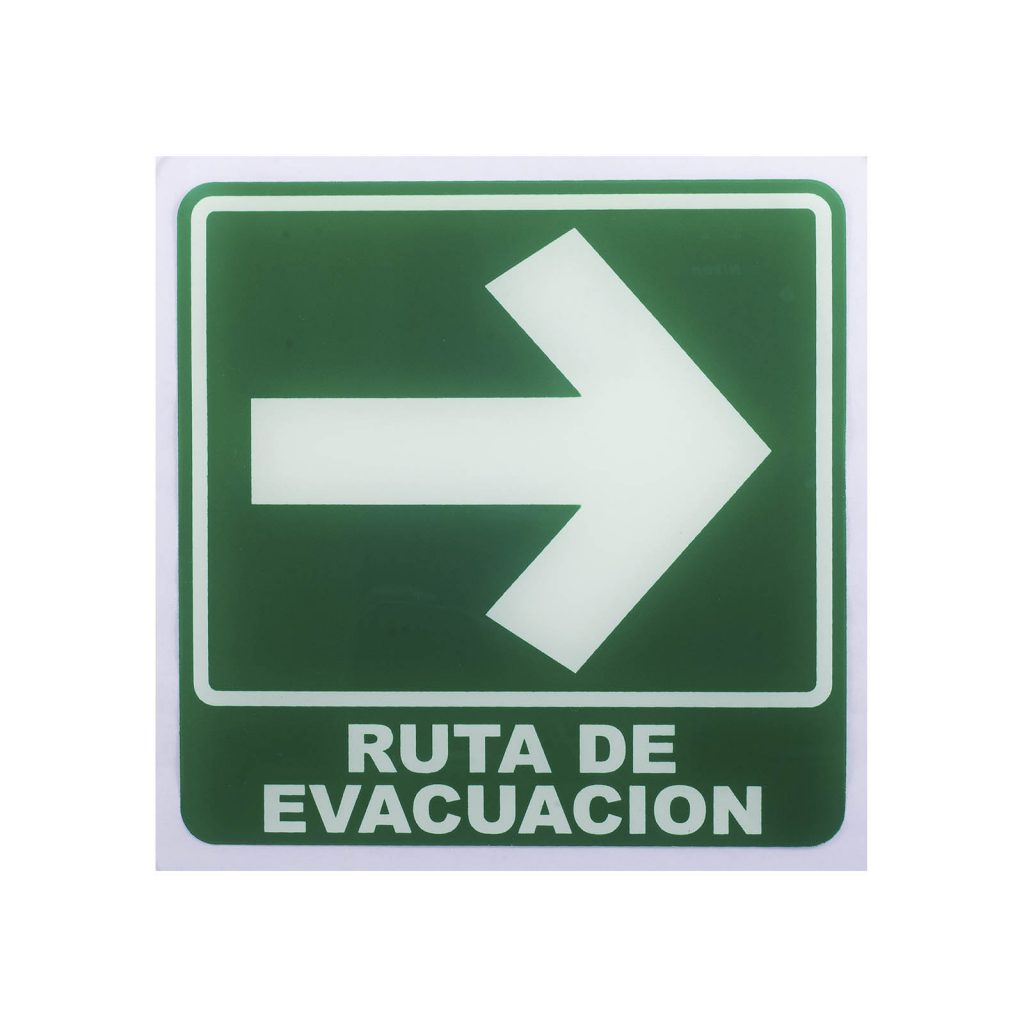 Señalamiento de Acrílico Ruta de Evacuación Derecha 20 x 20 cm