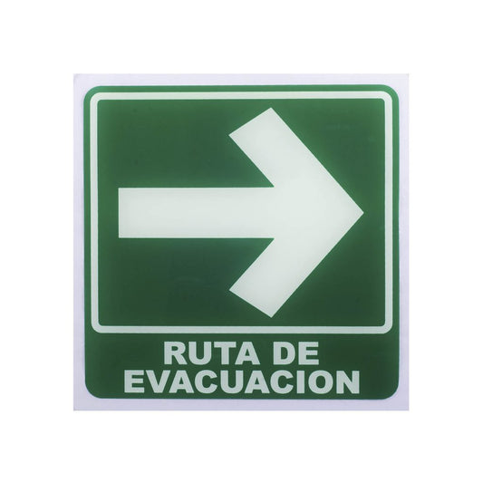 Señalamiento de Acrílico Ruta de Evacuación Derecha 20 x 20 cm
