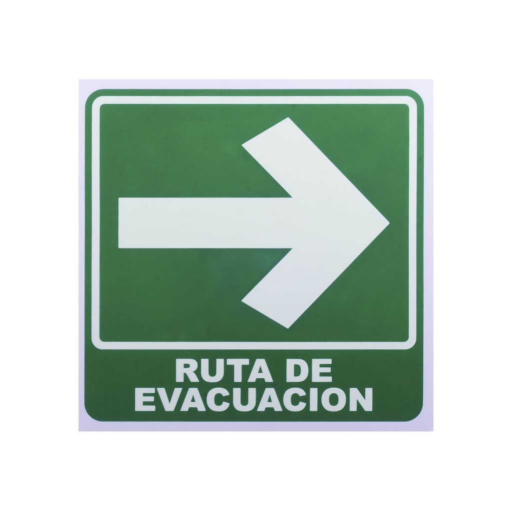 Señalamiento Fotoluminiscente Ruta de Evacuación Derecha 25 x 25 cm.