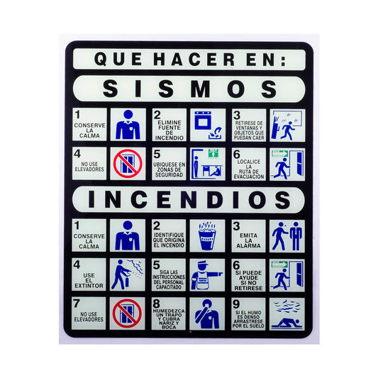 Señalamiento Fotoluminiscente de Incendio y Sismo (25 x 30)