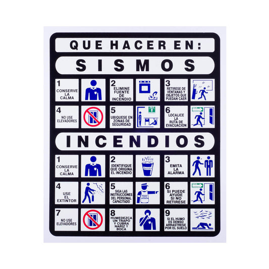 Señalamiento Fotoluminiscente de Incendio y Sismo (34 x 40)