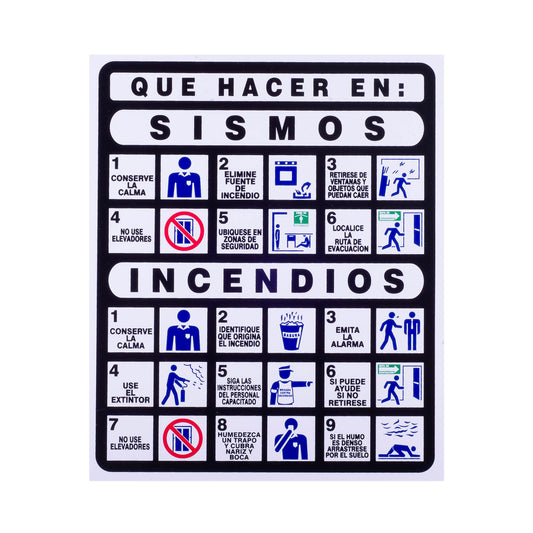Señalamiento de Estireno Incendio y Sismo 25 x 30 cm