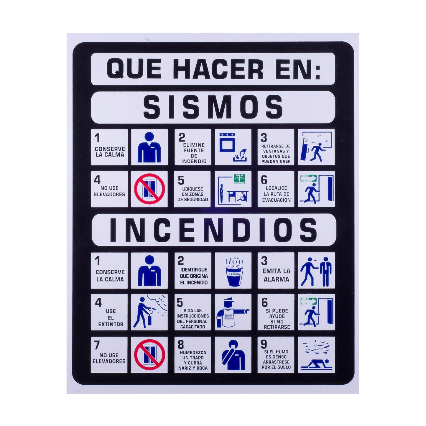 Señalamiento de Incendio y Sismo (34 x 40)