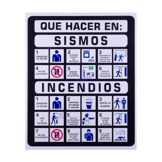 Señalamiento de Incendio y Sismo (34 x 40)