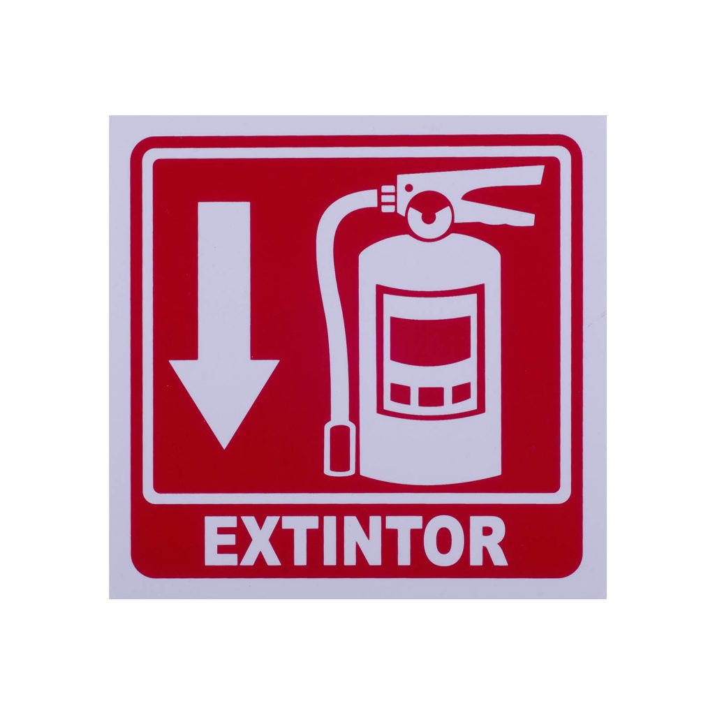 Señalamiento de Estireno Extintor Medidas 15 x 15 cm.