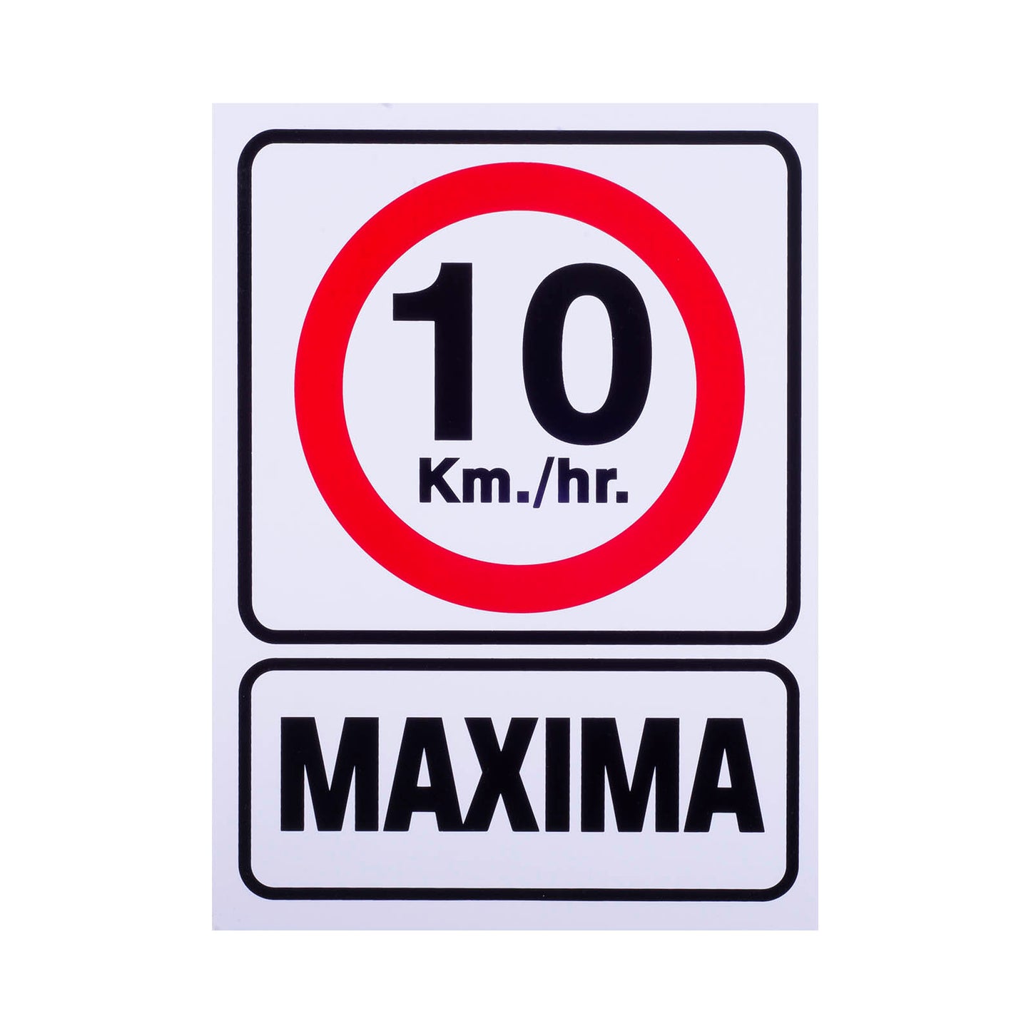 Señalamiento 10km/hr. Máxima