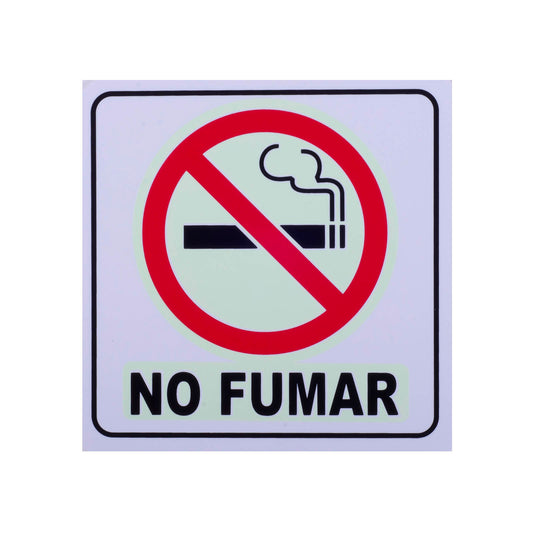 Señalamiento Fotoluminiscente No Fumar (20 x 20)