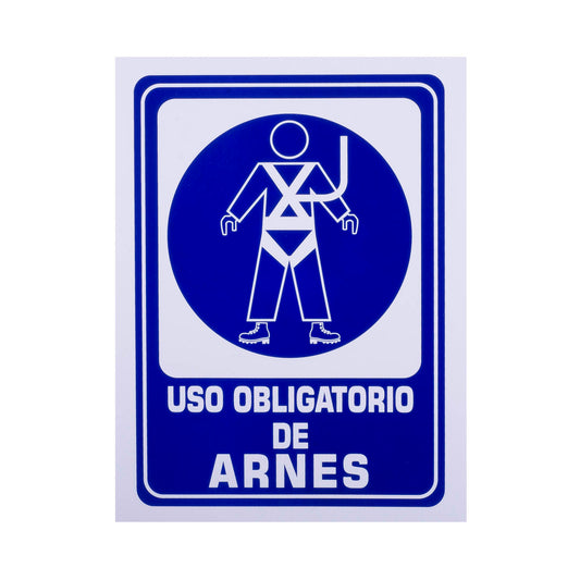 Señalamiento Estireno Obligatorio Uso de Arnés de Seguridad (30 x 40)