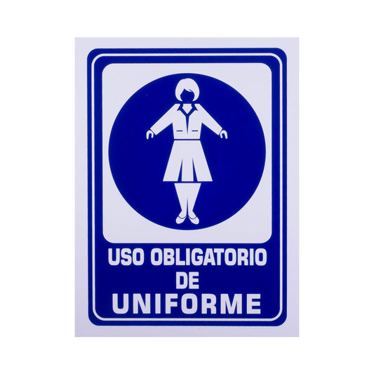Señalamiento Estireno Obligatorio Uniforme Dama (30 x 40)