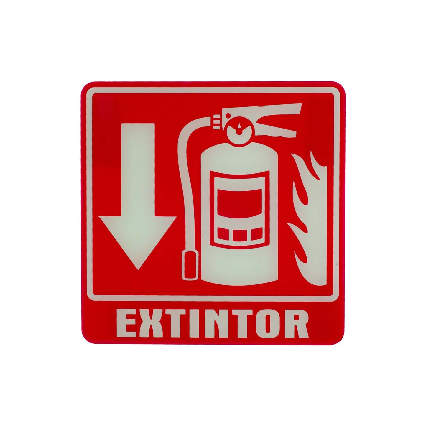 Señalamiento Extintor con Flecha y Flama (20 x 20)