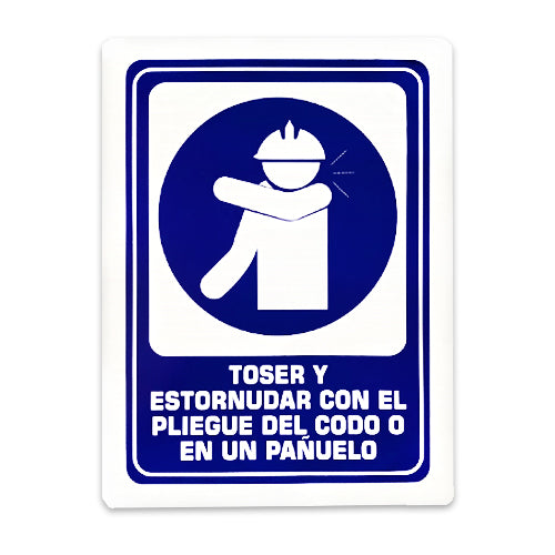 Señalamiento de Toser y estornudar con el pliego del codo