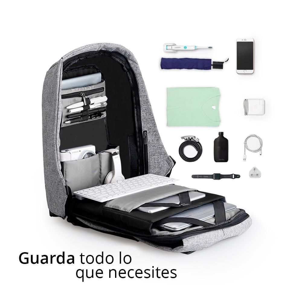 Mochila Antirrobo Impermeable, con Puerto USB Para Power Bank y Cierre de Protección Red Lemon