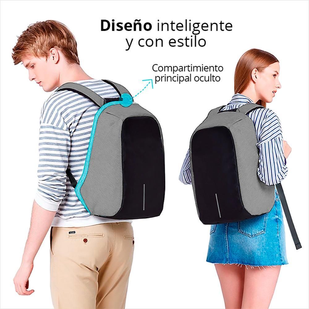Mochila Antirrobo Impermeable, con Puerto USB Para Power Bank y Cierre de Protección Red Lemon