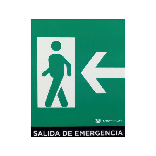 Señalamiento Fotoluminiscente Salida de Emergencia Izquierda Metra