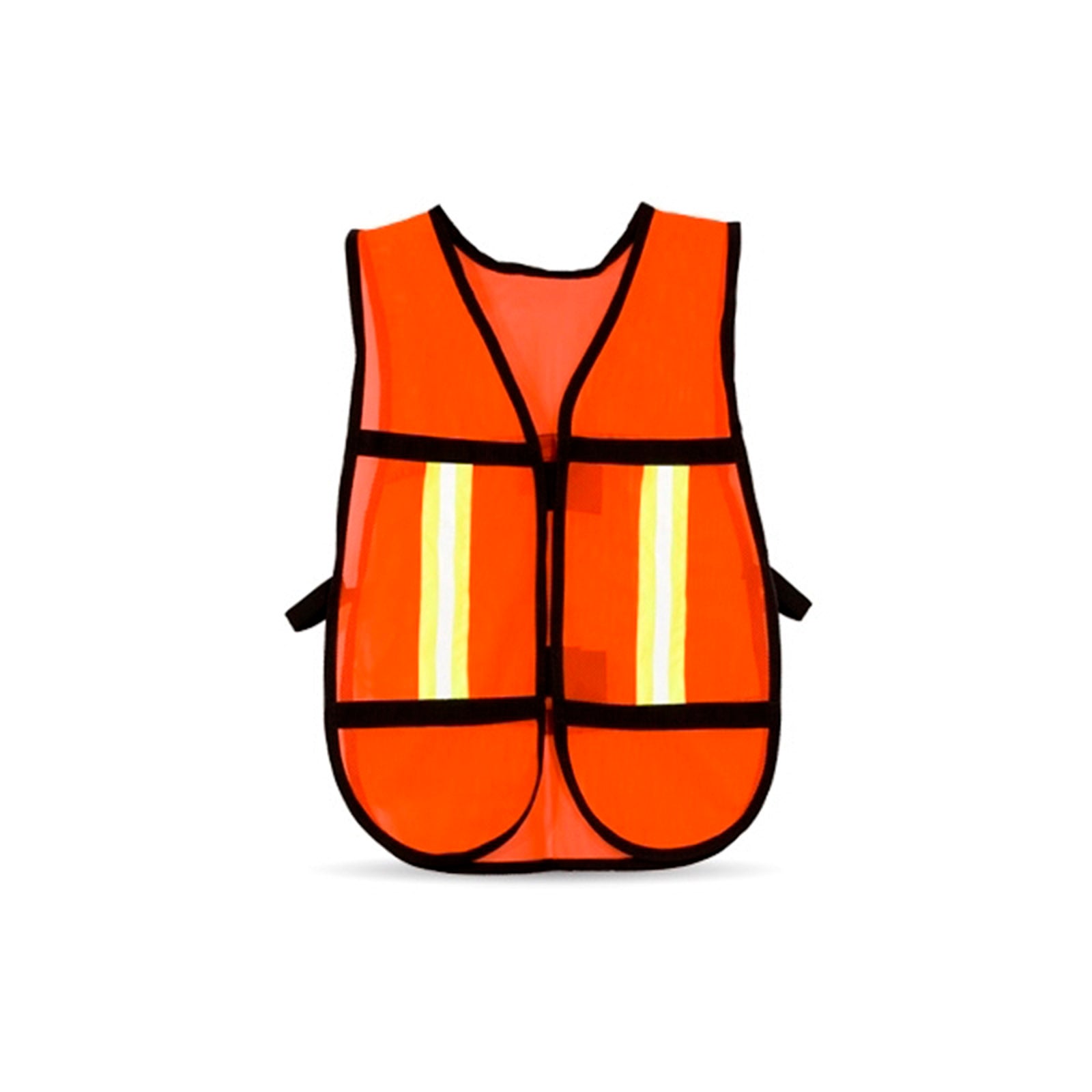  JKSafety - Chaleco de seguridad reflectante de alta visibilidad  con 9 bolsillos para mujer, malla naranja neón, tiras reflectantes con  bordes extendidos amarillos, cumple con la norma ANSI (168-naranja, L) 