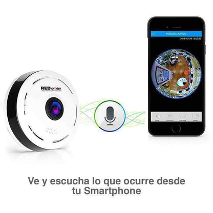 Cámara de Seguridad WiFi HD 360°, Visión Nocturna, Compatible con IOS Y Android Red Lemon