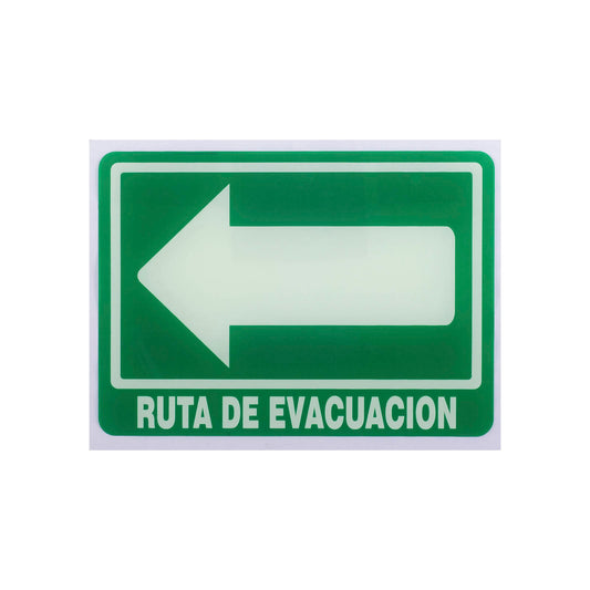 Señalamiento Ruta de Evacuación Izquierda de Acrílico Fotoluminiscente (15x20)