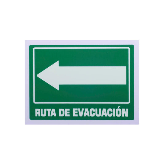 Señalamiento Ruta de Evacuación Izquierda Estireno Fotoluminiscente (15 x 20)