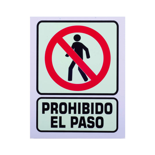 Señalamiento Fotoluminiscente Prohibido el Paso (20 x 25)