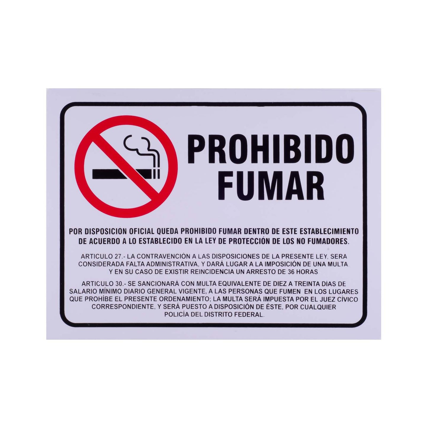 Señalamiento Prohibido Fumar
